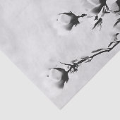 咲くさくらんぼの花、白黒花柄 薄葉紙 (詳細)