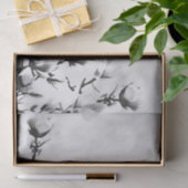 咲くさくらんぼの花、白黒花柄 薄葉紙 (ギフト)