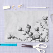 咲くさくらんぼの花、白黒花柄 薄葉紙 (クラフト)