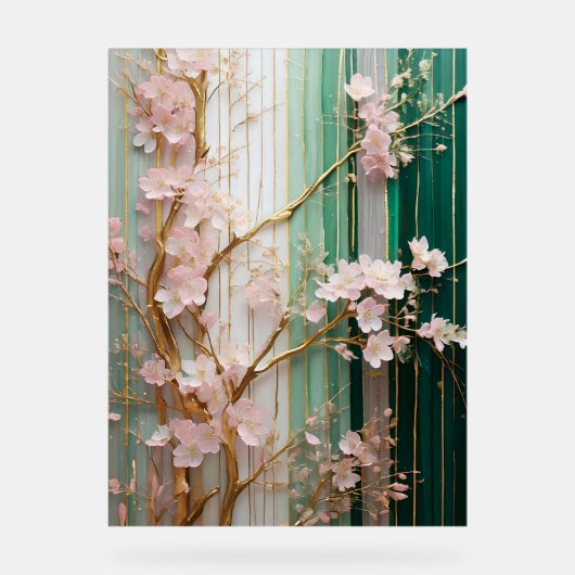 咲くさくらんぼ花の壁 アクリルサイン (正面)