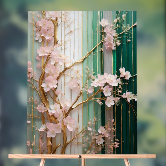 咲くさくらんぼ花の壁 アクリルサイン (ニュートラル)