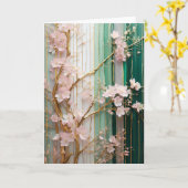 咲くさくらんぼ花の壁 カード (黄色い花)