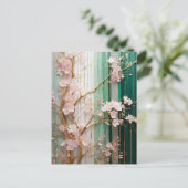 咲くさくらんぼ花の壁 ポストカード (スタンド正面)