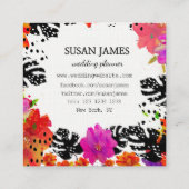 咲くはっきりしたな熱帯水彩画のトレンディーの花柄 スクエア名刺 (裏面)