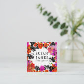 咲くはっきりしたな熱帯水彩画のトレンディーの花柄 スクエア名刺 (スタンド正面)