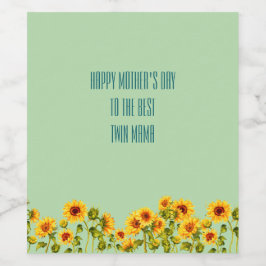 咲くひまわりツインママ母の日 ワインラベル