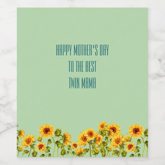 咲くひまわりツインママ母の日 ワインラベル (シングルラベル)