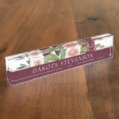 咲くイチジク |水エレガント色のフローラと名前 デスクネームプレート (側面)