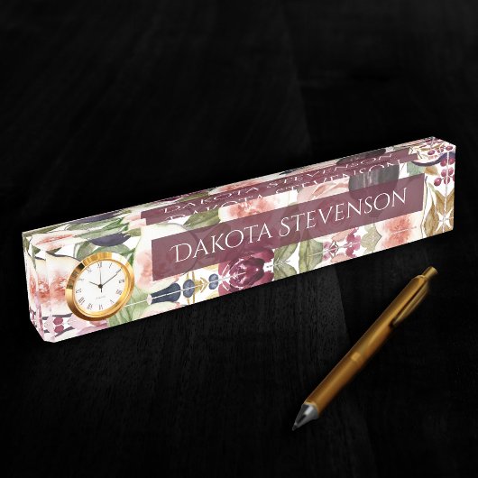 咲くイチジク |水エレガント色のフローラと名前 デスクネームプレート