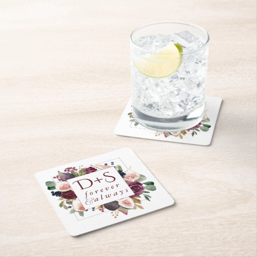 咲くイチジク | Moody 素朴 Monogramリース スクエアペーパーコースター (インサイチュ)