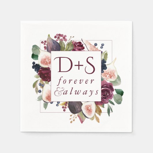 咲くイチジク | Moody 素朴 Monogramリース スタンダードカクテルナプキン (正面)