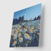 咲くカモミールの畑 スクエア壁時計 (傾斜)