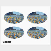 咲くカモミールの畑 楕円形シール (シート)