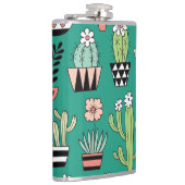 咲くキャッツグリーン背景ヴィンテージ フラスク (右)