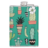 咲くキャッツグリーン背景ヴィンテージ フラスク (裏面)