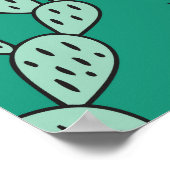 咲くキャッツグリーン背景ヴィンテージ ポスター (角)