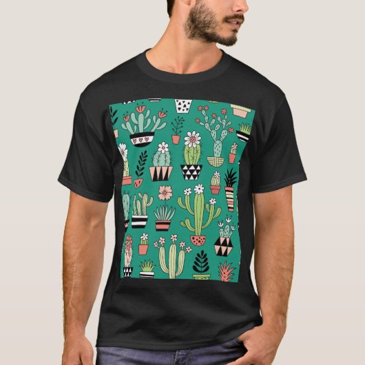 咲くキャッツグリーン背景ヴィンテージ Tシャツ (正面)