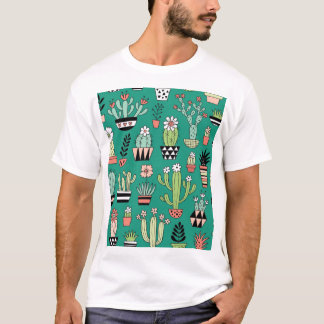 咲くキャッツグリーン背景ヴィンテージ Tシャツ