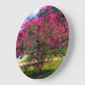 咲くクレープマートル ラージ壁時計 (傾斜)