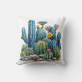 咲くサボテンと多肉植物 クッション (正面)