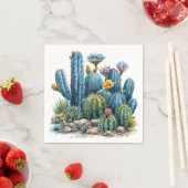 咲くサボテンと多肉植物 スタンダードカクテルナプキン (インサイチュ)