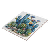 咲くサボテンと多肉植物 タイル (側面)