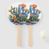 咲くサボテンと多肉植物 ハンドファン (正面&裏面)