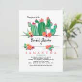 咲くサボテンのブライダルシャワーの招待状 招待状 (スタンド正面)