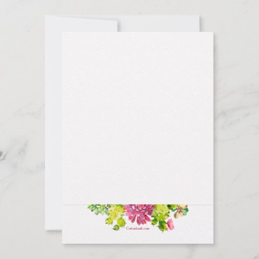 咲くサボテンの誕生日のパーティの招待状 招待状 (裏面)