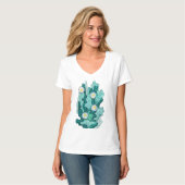 咲くサボテン多肉性の花フローラターコイズ Tシャツ (正面フル)