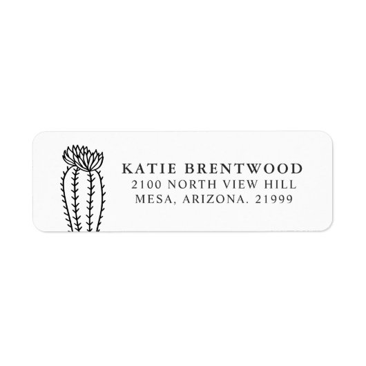 咲くサボテン |差出人住所 ラベル (正面)
