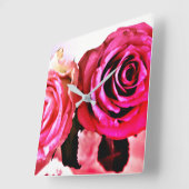 咲くバラ スクエア壁時計 (傾斜)