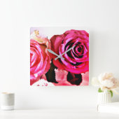 咲くバラ スクエア壁時計 (ホーム)