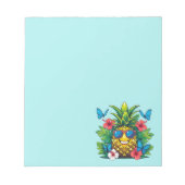 咲くパイナップル蝶ハイビスカス ノートパッド (正面)