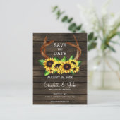 咲くヒマワリ〔雄ジカの〕枝角カントリーシ結婚ック 案内ポストカード (スタンド正面)