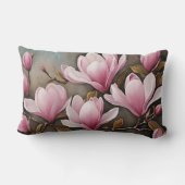 咲くピンクのマグノリア花 ランバークッション (裏面)