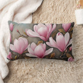 咲くピンクのマグノリア花 ランバークッション (ブランケット)