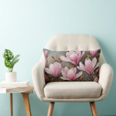 咲くピンクのマグノリア花 ランバークッション (椅子)