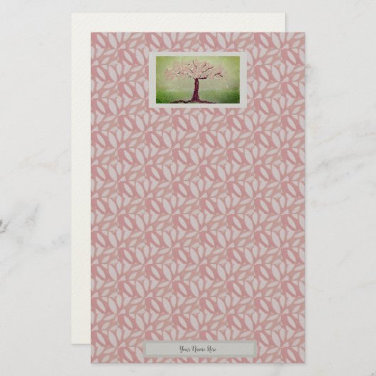 咲くピンクの木 便箋 (正面/裏面)