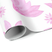 咲くピンクの花の水色 ラッピングペーパー (ロールコーナー)