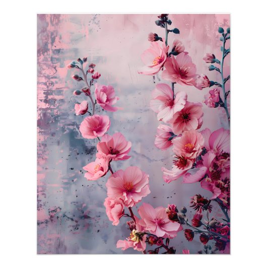 咲くピンク色の花 フォトプリント            (正面)