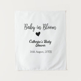 咲くベイビー ベイビーシャワー シンプル ブラック ハート 日付 タペストリー