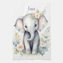咲くベビー象 キッチンタオル