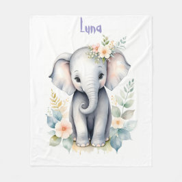 咲くベビー象 フリースブランケット