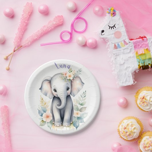 咲くベビー象 ペーパープレート (パーティー)