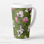 咲くマグノリアとタイトマウスの鳥2 カフェラテマグ (右アングル)