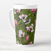 咲くマグノリアとタイトマウスの鳥2 カフェラテマグ (左アングル)