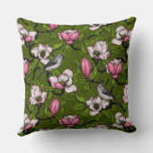 咲くマグノリアとタイトマウスの鳥2 クッション (裏面)