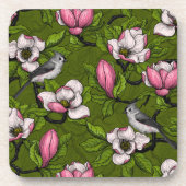 咲くマグノリアとタイトマウスの鳥2 コースター (正面)