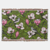 咲くマグノリアとタイトマウスの鳥2 スローブランケット (正面)